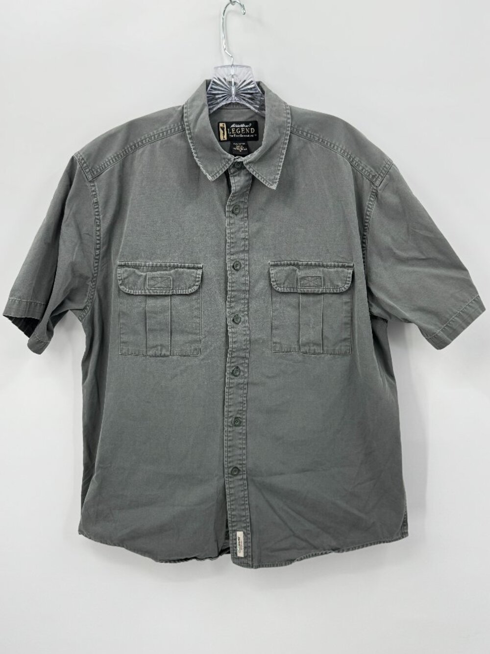 Vintage Eddie Bauer Legend Safari Shirt M Gray Cotton Utility Trail Field